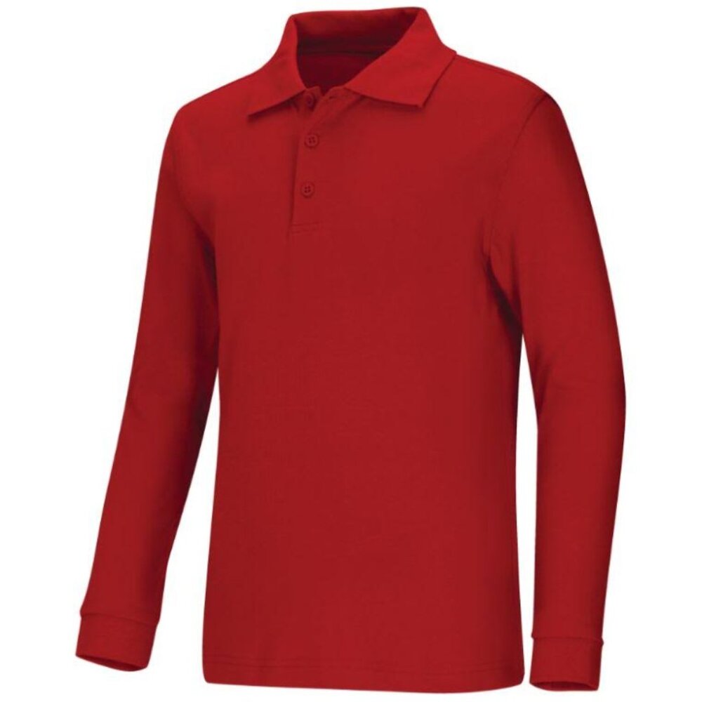 Classroom 58734 Adult Unisex Long Sleeve Interlock Polo Red